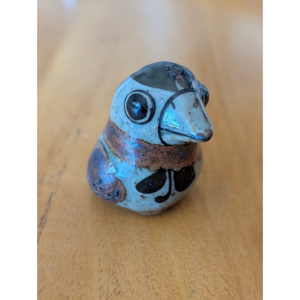 Vintage Tonala Pottery Bird Parrot Figurine Mexican Folk Art Clay Jorge Wilmot